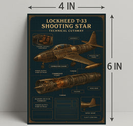 Lockheed T-33 Shooting Star Technical Poster PosterGoat
