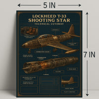 Lockheed T-33 Shooting Star Technical Poster PosterGoat