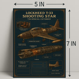 Lockheed T-33 Shooting Star Technical Poster PosterGoat