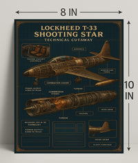 Lockheed T-33 Shooting Star Technical Poster PosterGoat