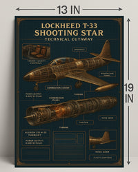 Lockheed T-33 Shooting Star Technical Poster PosterGoat