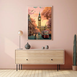 London Big Ben Sunset Scene Urban or Cityscape Poster PosterGoat