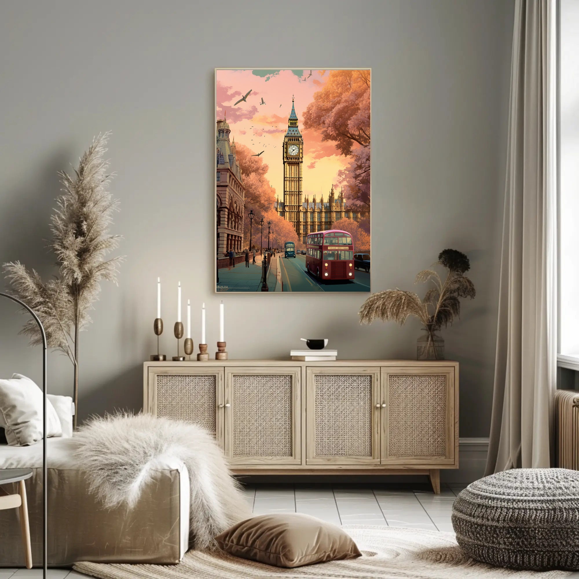 London Big Ben Sunset Scene Urban or Cityscape Poster PosterGoat