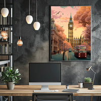 London Big Ben Sunset Scene Urban or Cityscape Poster PosterGoat