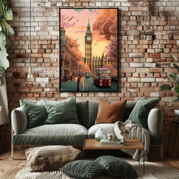 London Big Ben Sunset Scene Urban or Cityscape Poster PosterGoat