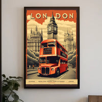 London Double-Decker Bus and Big Ben Travel Poster PosterGoat