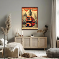 London Double-Decker Bus and Big Ben Travel Poster PosterGoat