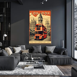 London Double-Decker Bus and Big Ben Travel Poster PosterGoat