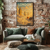 London Landmarks in Whimsical Style Travel Poster PosterGoat
