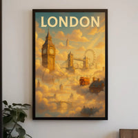 London Landmarks in Whimsical Style Travel Poster PosterGoat