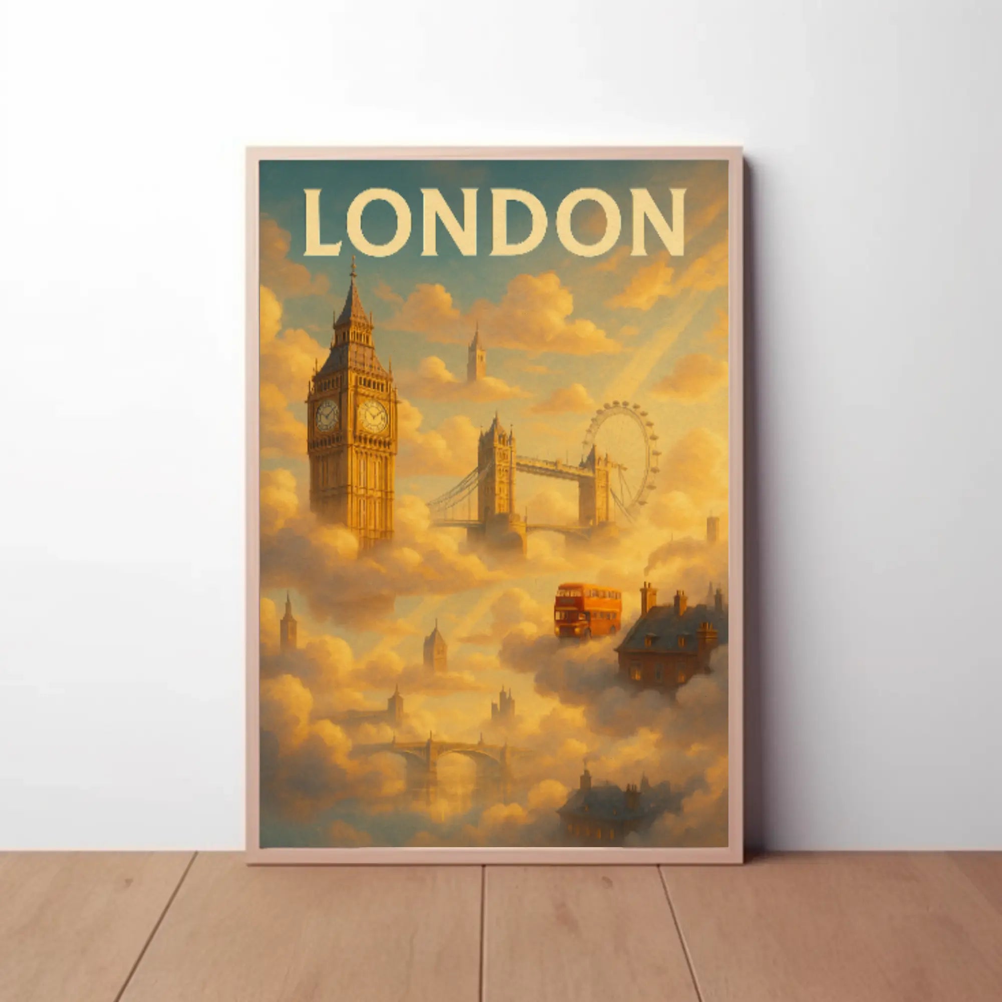London Landmarks in Whimsical Style Travel Poster PosterGoat