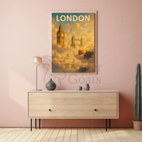 London Landmarks in Whimsical Style Travel Poster PosterGoat