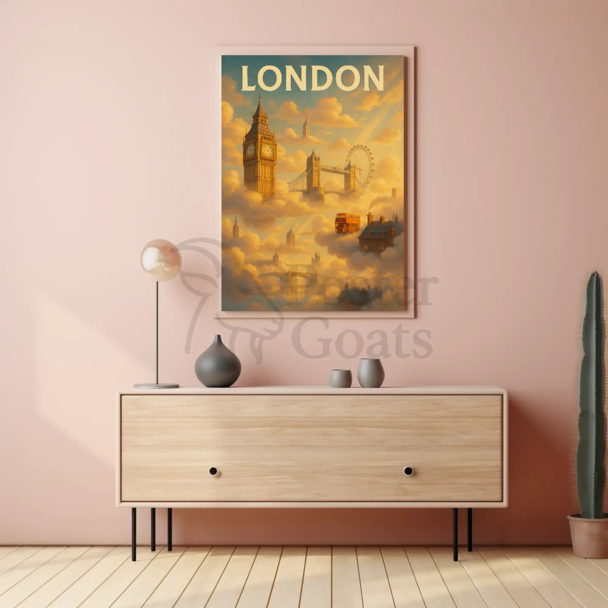 London Landmarks in Whimsical Style Travel Poster PosterGoat