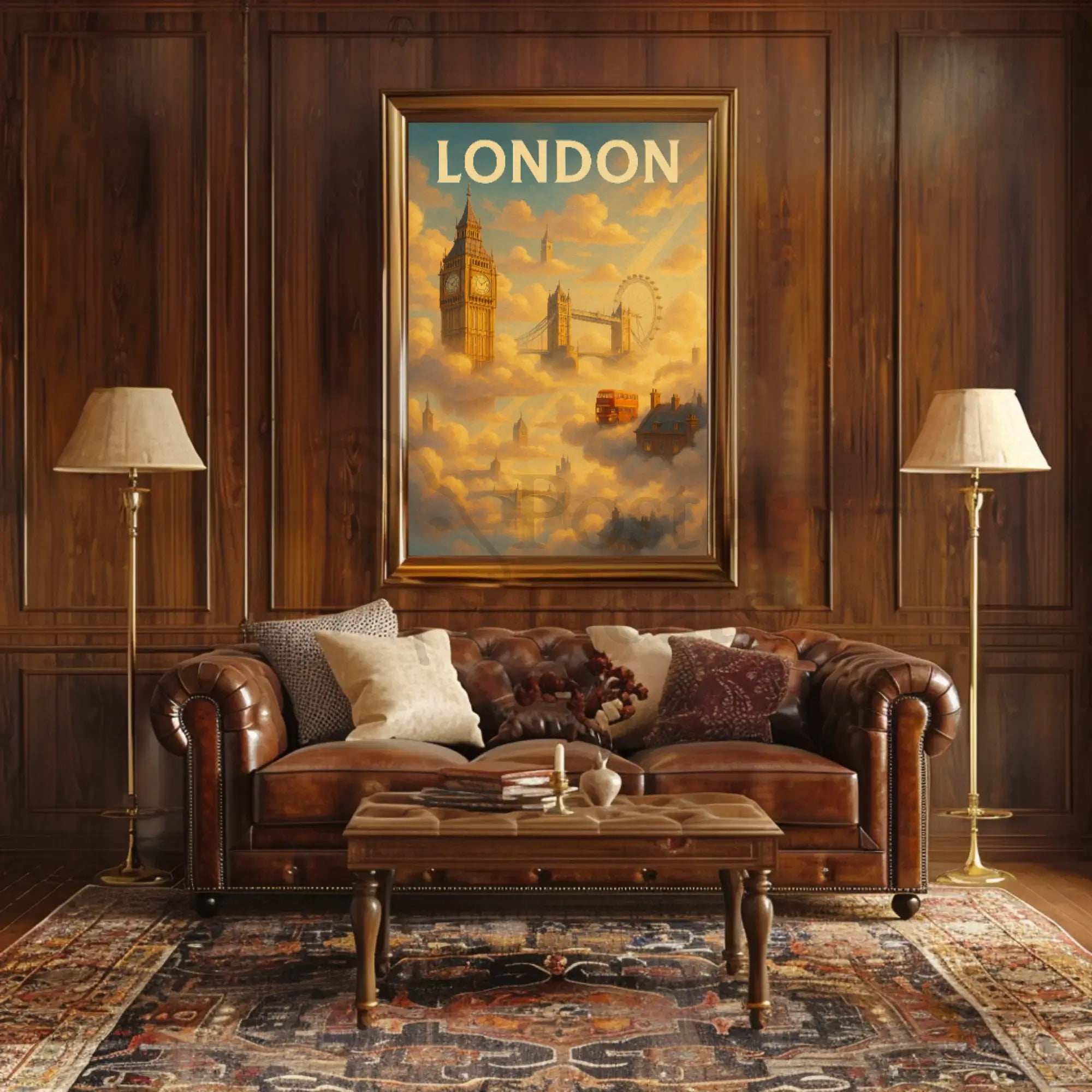 London Landmarks in Whimsical Style Travel Poster PosterGoat