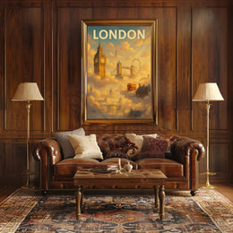 London Landmarks in Whimsical Style Travel Poster PosterGoat
