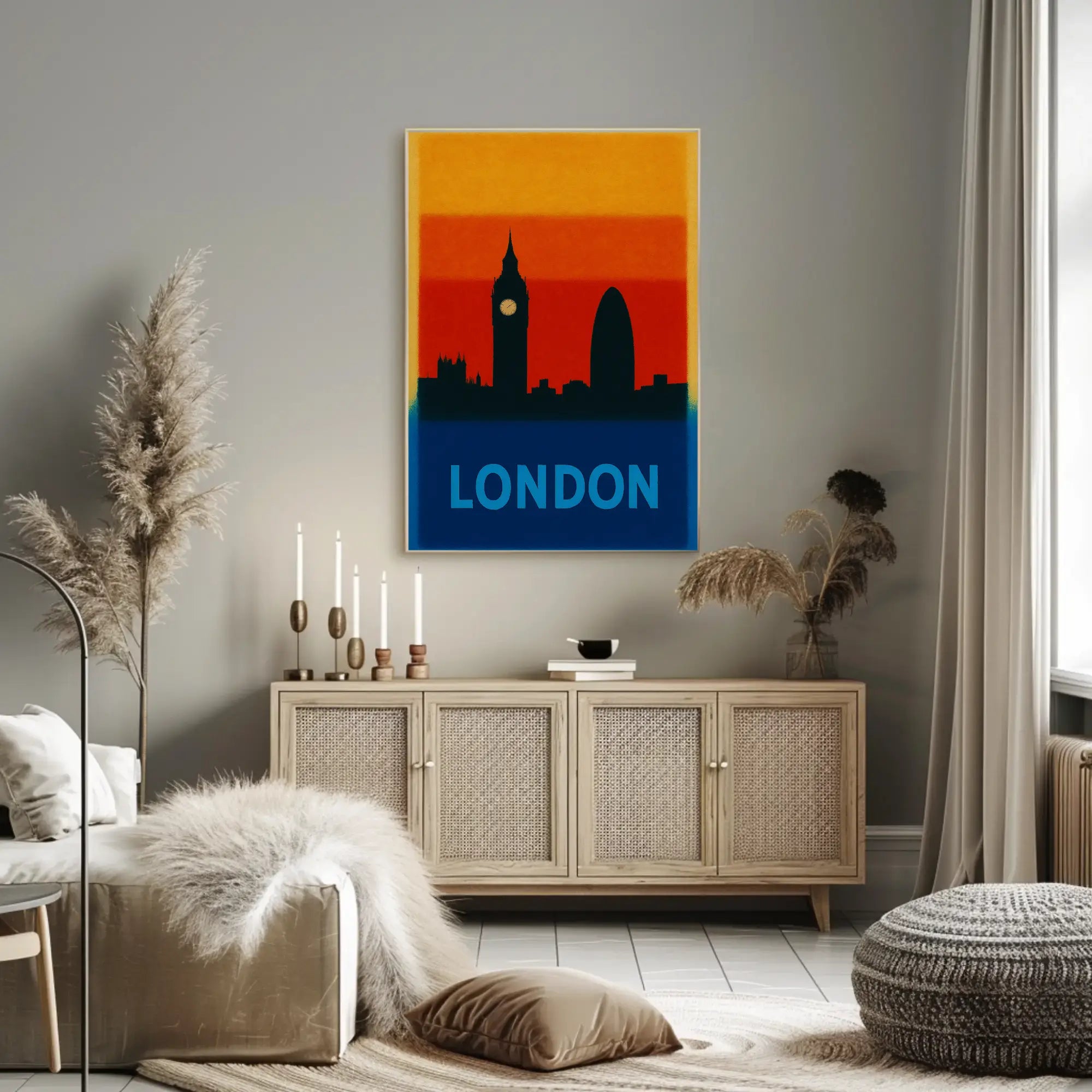 London Skyline Silhouette Modern Travel Poster PosterGoat