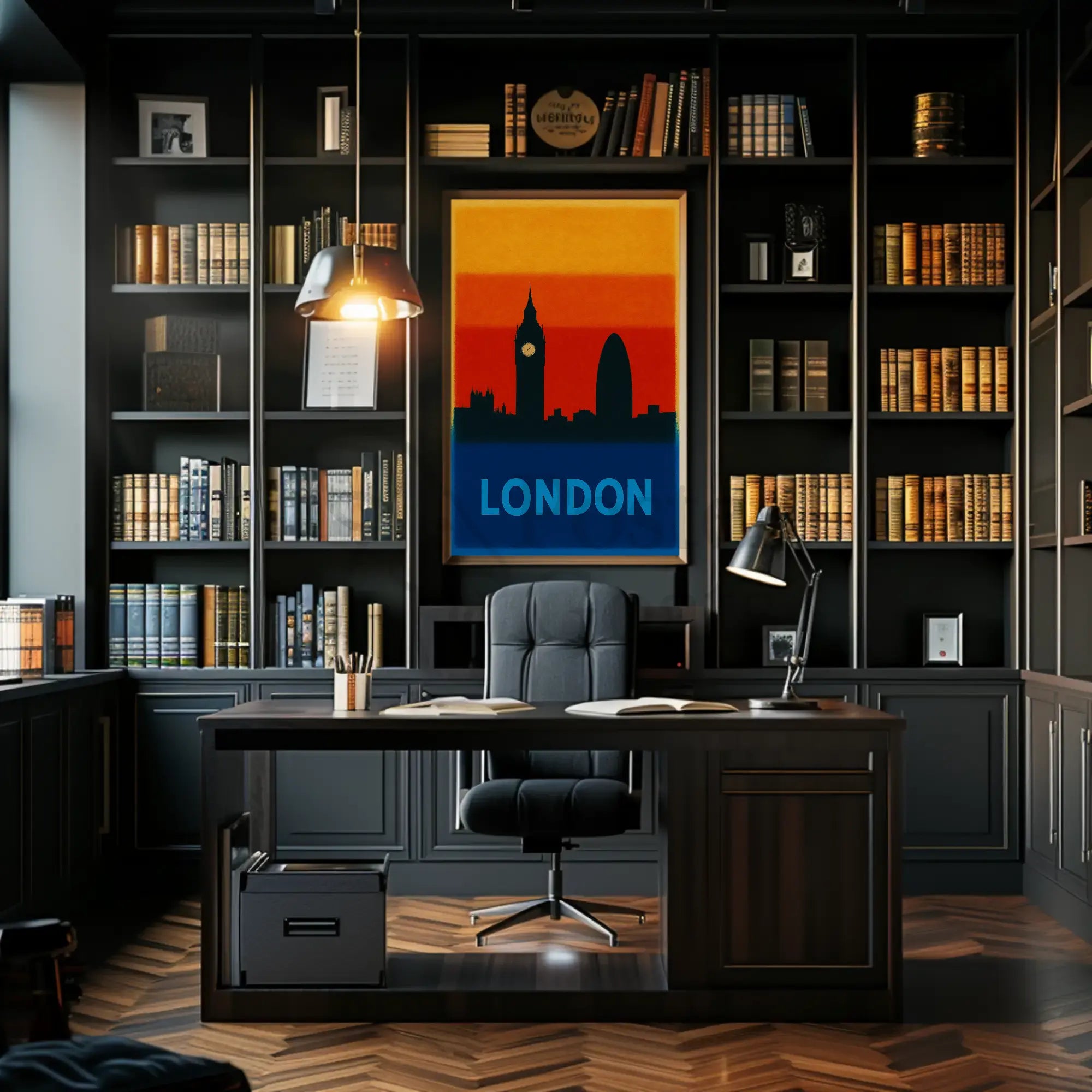 London Skyline Silhouette Modern Travel Poster PosterGoat