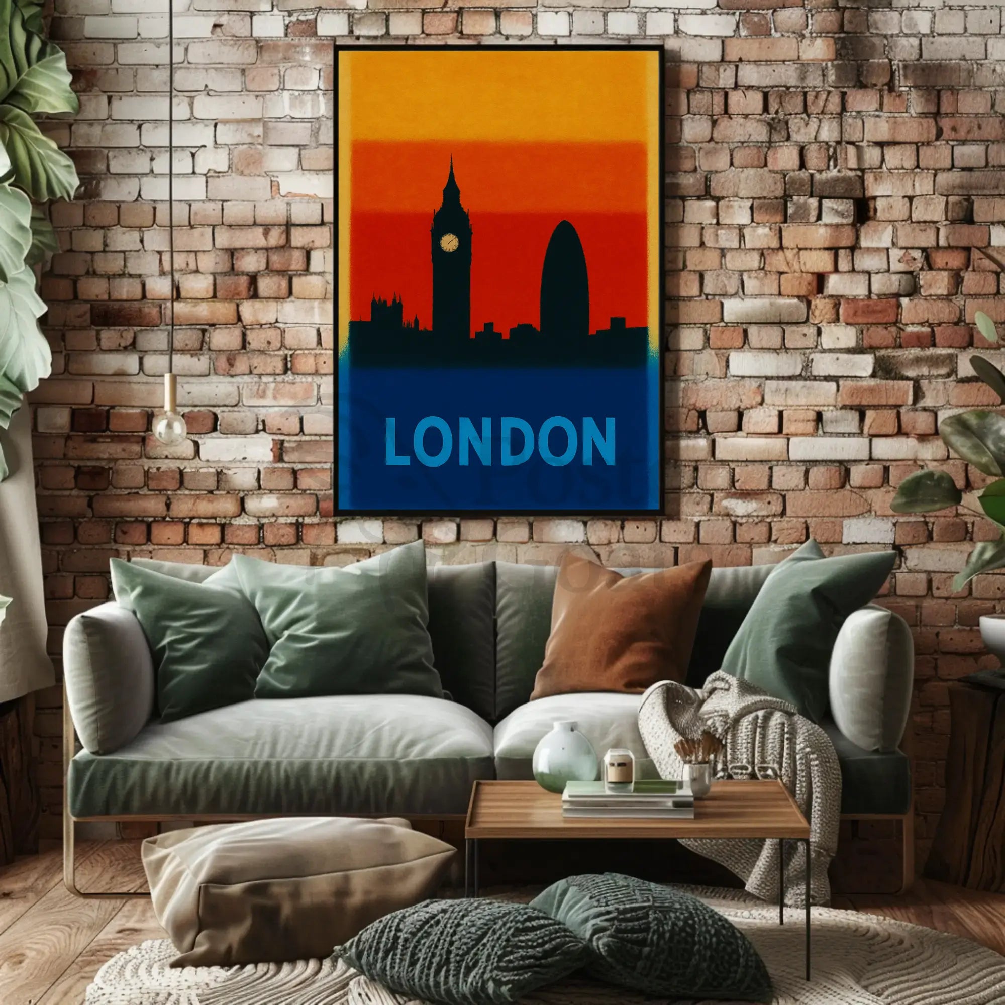 London Skyline Silhouette Modern Travel Poster PosterGoat