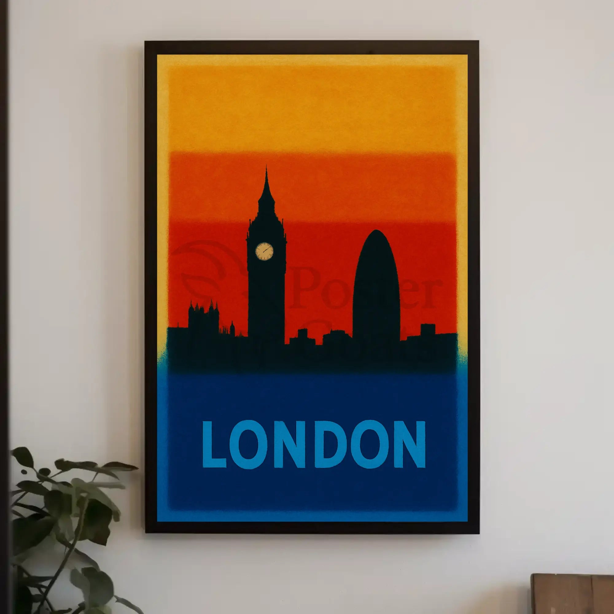 London Skyline Silhouette Modern Travel Poster PosterGoat