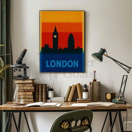 London Skyline Silhouette Modern Travel Poster PosterGoat