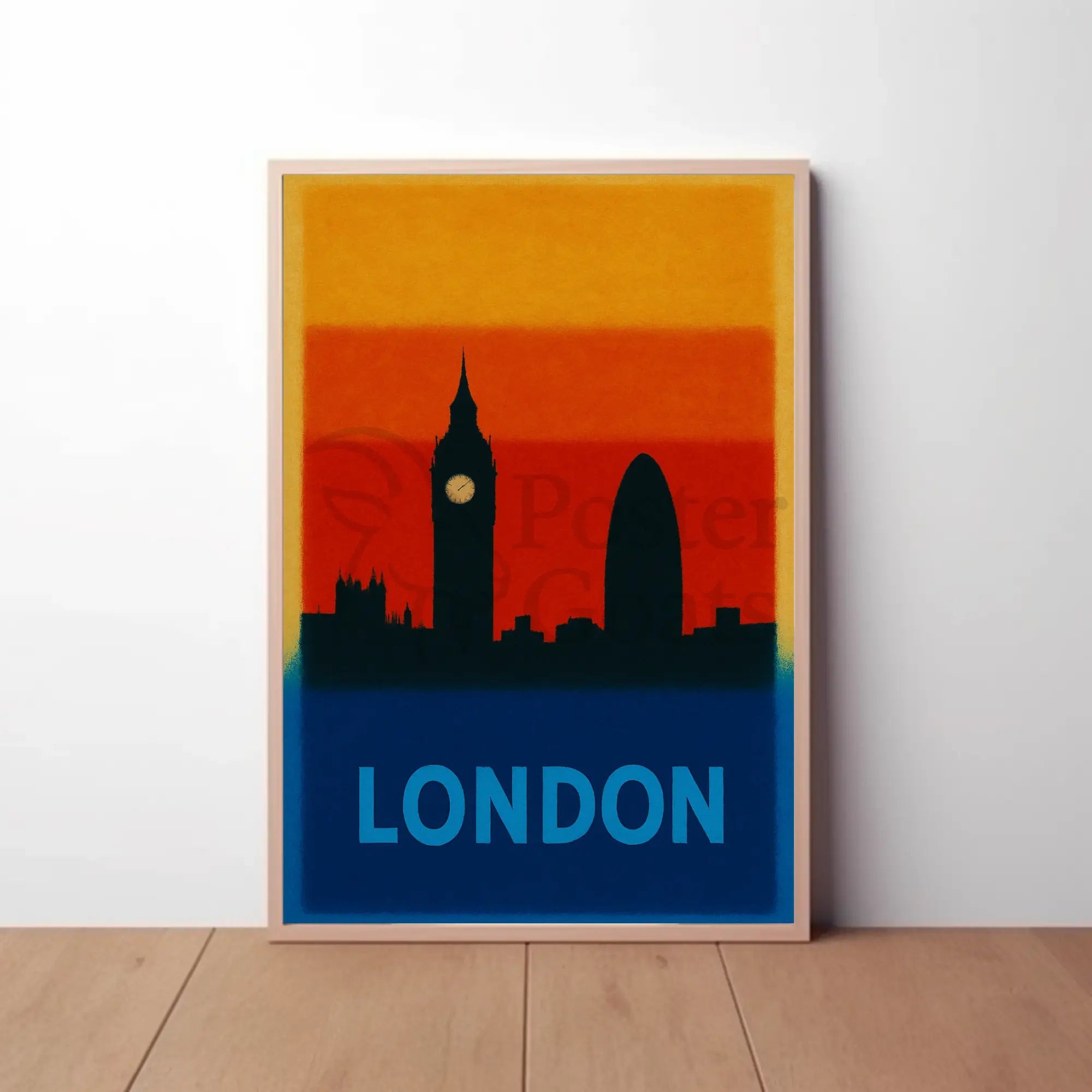 London Skyline Silhouette Modern Travel Poster PosterGoat