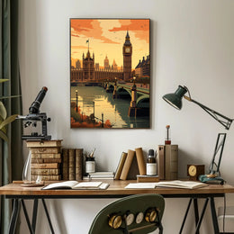 London Sunset Big Ben Urban Cityscape Poster PosterGoat