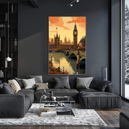 London Sunset Big Ben Urban Cityscape Poster PosterGoat