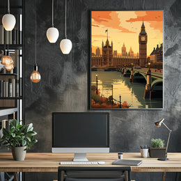 London Sunset Big Ben Urban Cityscape Poster PosterGoat