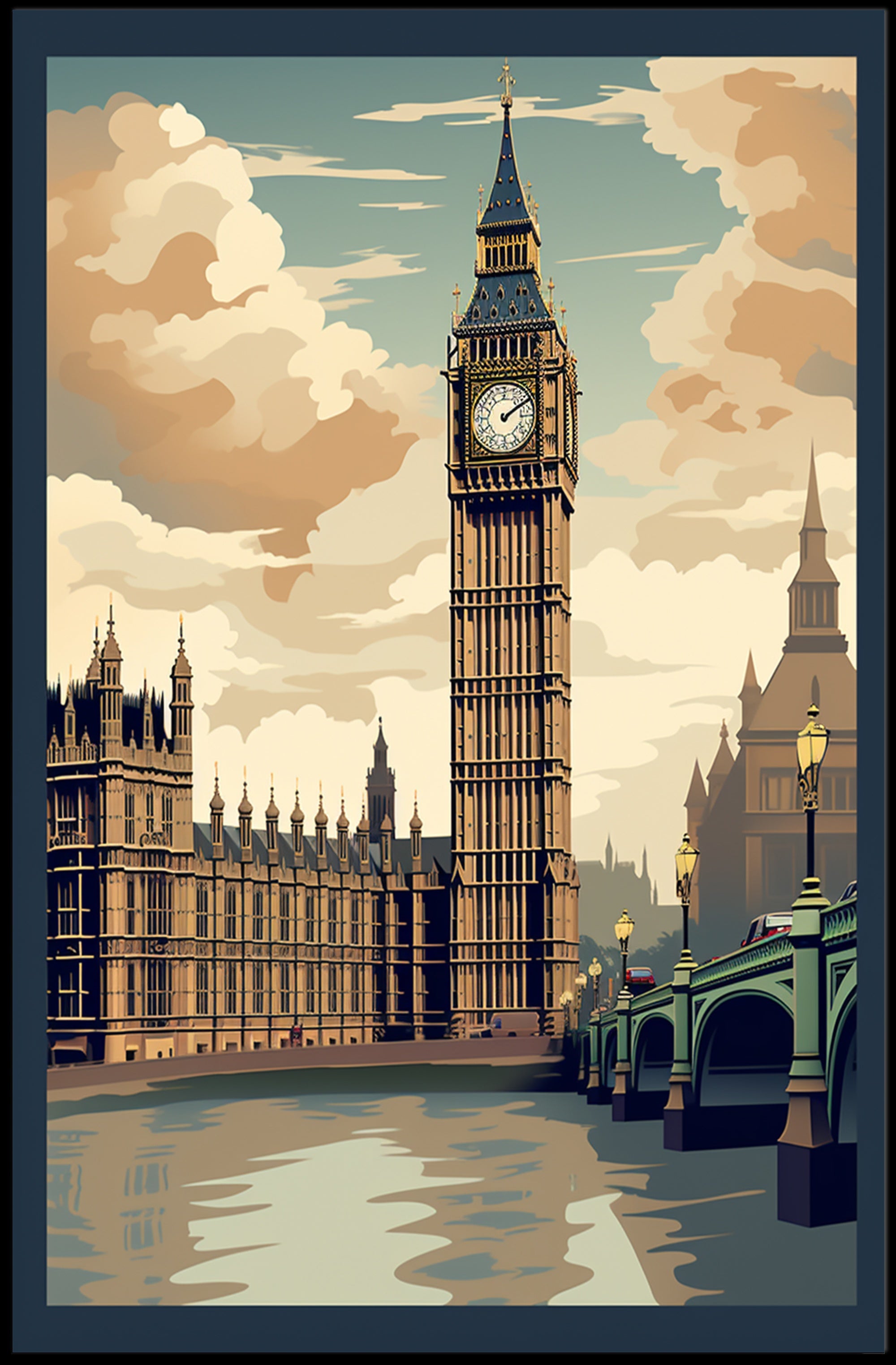 London's Iconic Big Ben Vintage Travel Poster PosterGoat