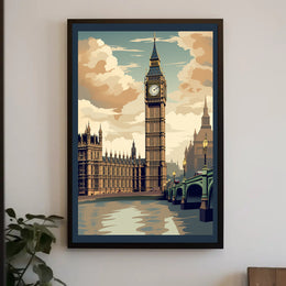 London's Iconic Big Ben Vintage Travel Poster PosterGoat