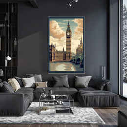 London's Iconic Big Ben Vintage Travel Poster PosterGoat