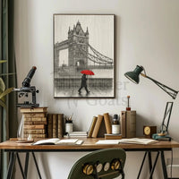 London's Tower Bridge Rainy Day Sketch: Travel Poster PosterGoat