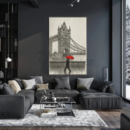 London's Tower Bridge Rainy Day Sketch: Travel Poster PosterGoat