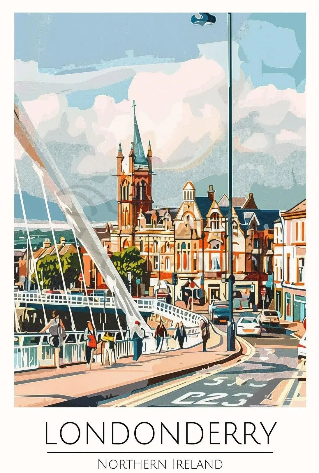 Londonderry Northern Ireland Travel Poster Wall Art Print PosterGoat