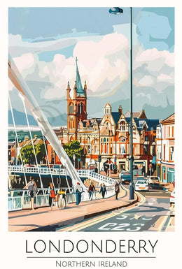 Londonderry Northern Ireland Travel Poster Wall Art Print PosterGoat
