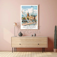 Londonderry Northern Ireland Travel Poster Wall Art Print PosterGoat