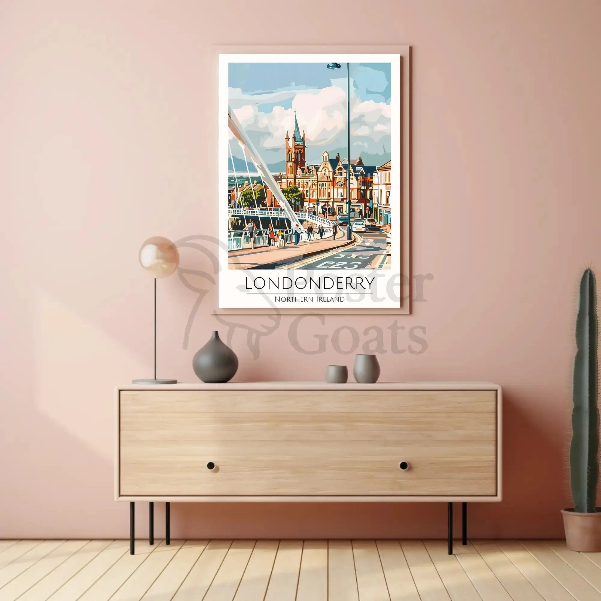 Londonderry Northern Ireland Travel Poster Wall Art Print PosterGoat