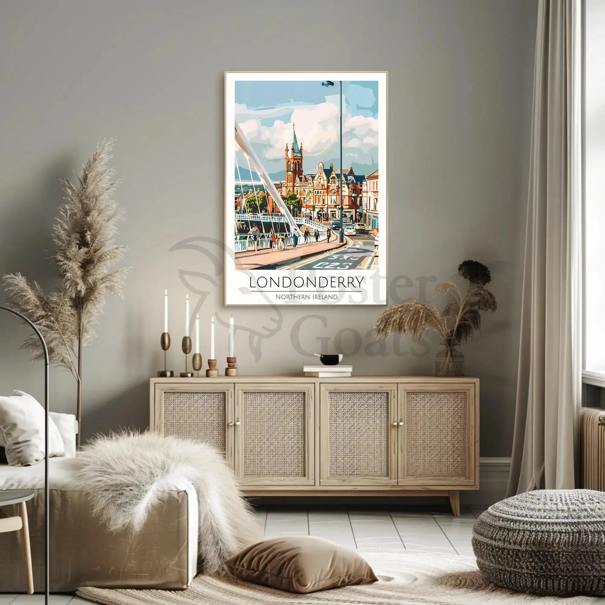 Londonderry Northern Ireland Travel Poster Wall Art Print PosterGoat