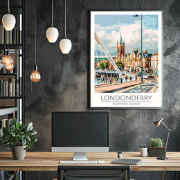 Londonderry Northern Ireland Travel Poster Wall Art Print PosterGoat