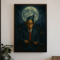 Lone Cowboy President Trump Under Moon Wilderness Artistic Poster PosterGoat