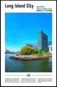 Long Island City Waterfront View Travel Poster PosterGoat