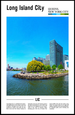 Long Island City Waterfront View Travel Poster PosterGoat