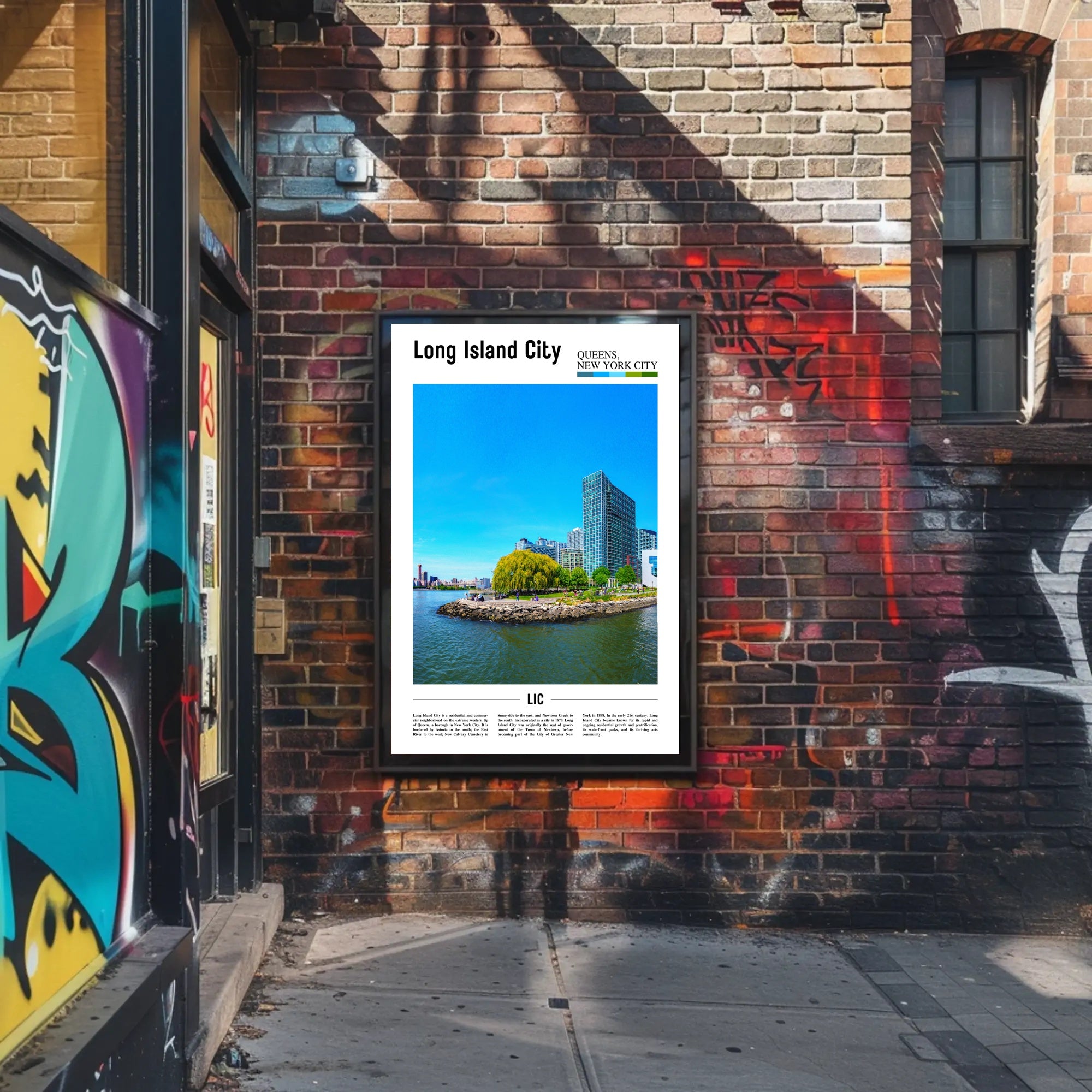 Long Island City Waterfront View Travel Poster PosterGoat
