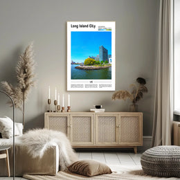 Long Island City Waterfront View Travel Poster PosterGoat