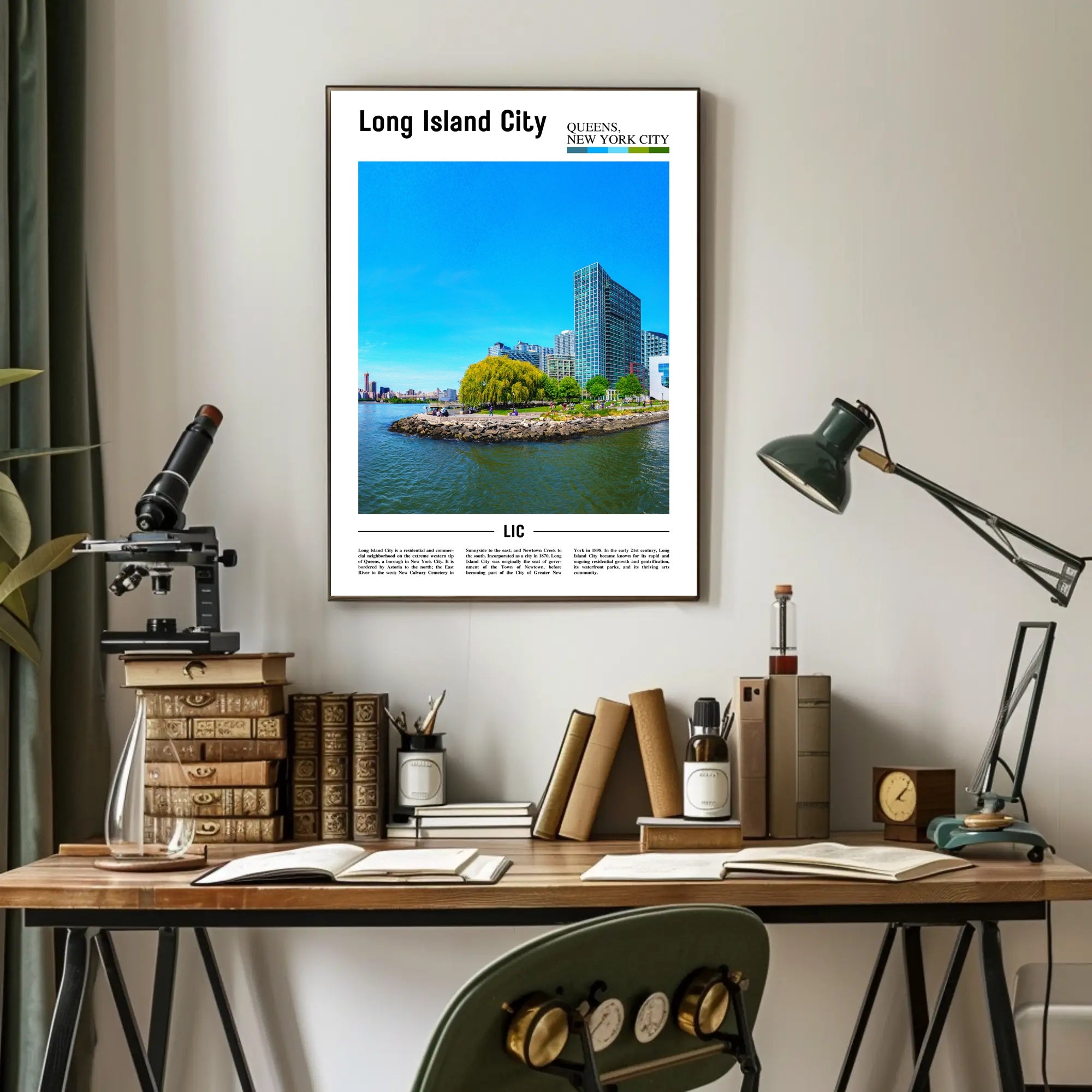 Long Island City Waterfront View Travel Poster PosterGoat