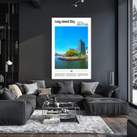 Long Island City Waterfront View Travel Poster PosterGoat