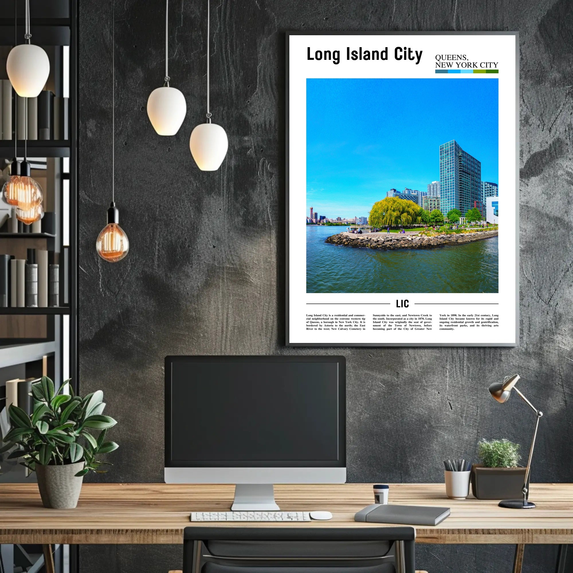 Long Island City Waterfront View Travel Poster PosterGoat