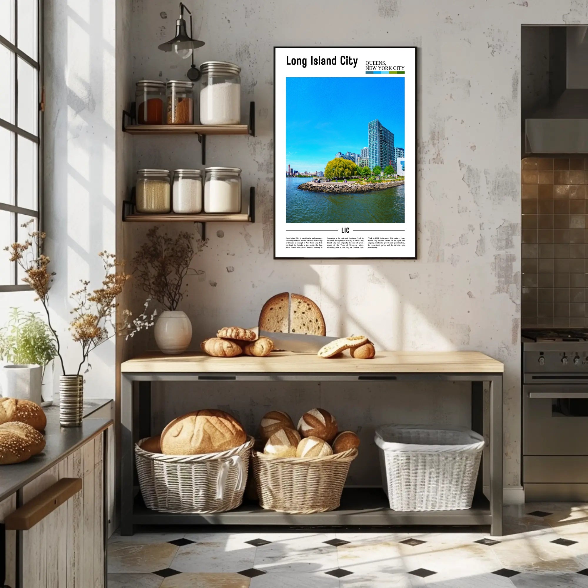 Long Island City Waterfront View Travel Poster PosterGoat