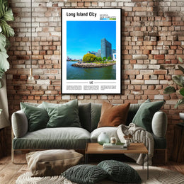 Long Island City Waterfront View Travel Poster PosterGoat