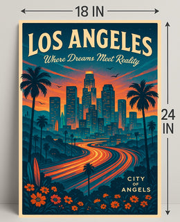 Los Angeles City of Angels Vintage Poster PosterGoat